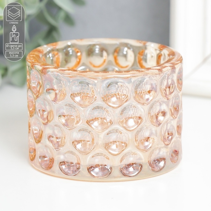 Подсвечник стекло Подсвечник стекло "Диамос" d-6 см с золотом 7,8х7,8х5,3 см