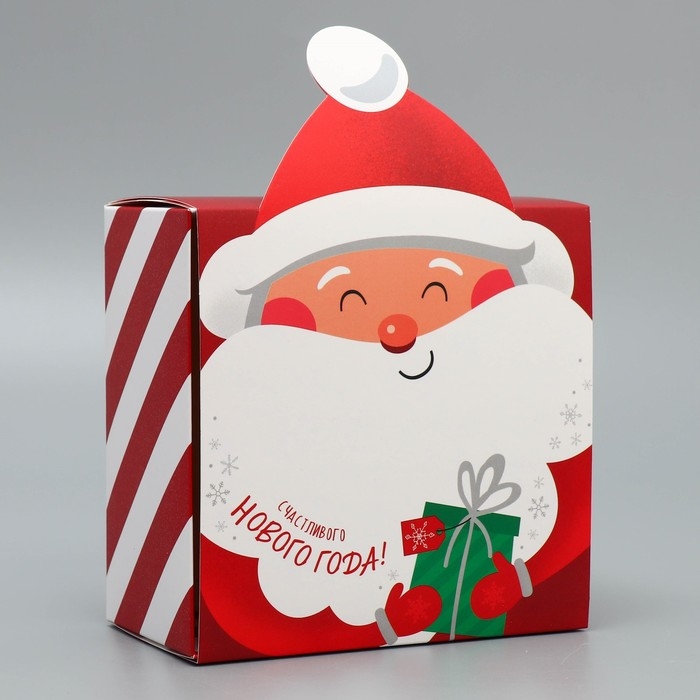 Подарочная коробка новогодняя складная «Дед Мороз», 15 х 15 х 8 см, Новый год Подарочная коробка новогодняя складная «Дед Мороз», 15 х 15 х 8 см, Новый год