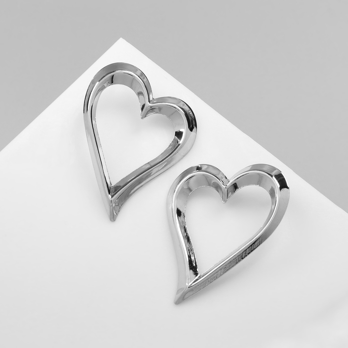 Серьги металл «Сердца» трафарет, контур, цвет серебро Серьги металл «Сердца» трафарет, контур, цвет серебро