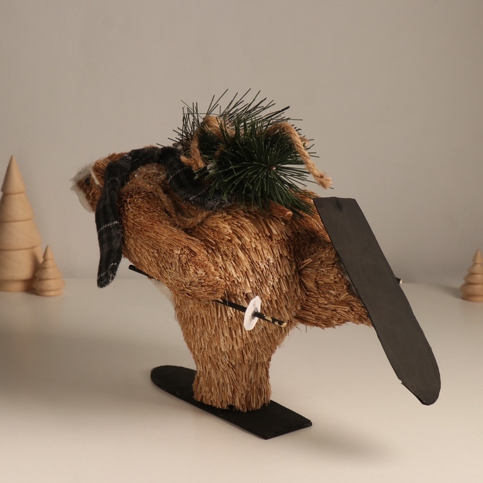 Декор Декор "Миша едет на лыжах с ёлочкой" 19х28х15 см