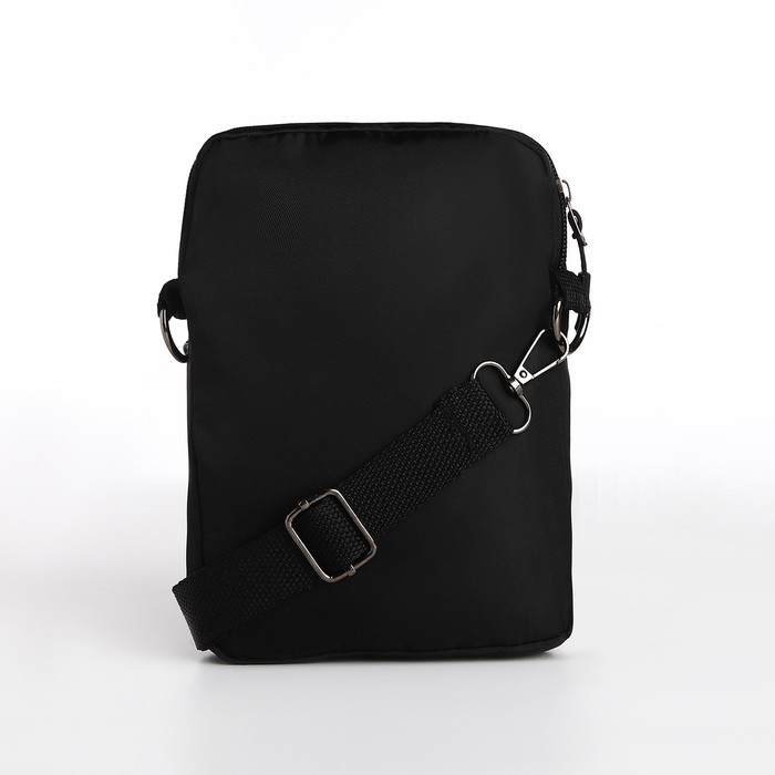 Сумка молодёжная на длинном ремне Black is my happy color, 20 х 15 х 3 см, отдел на молнии, цвет чёрный