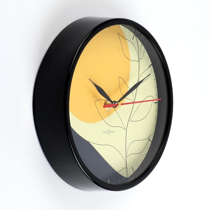 Часы настенные, d-20 см, интерьерные, Часы настенные, d-20 см, интерьерные, "Листья", бесшумные