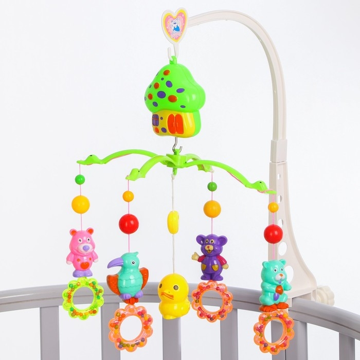 Мобиль музыкальный на кроватку «Домик. Зверятки погремушки №6», заводной, Крошка Я Мобиль музыкальный на кроватку «Домик. Зверятки погремушки №6», заводной, Крошка Я