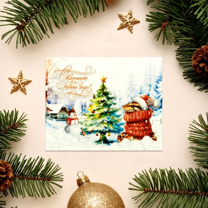 Набор мини-открыток новогодних  Набор мини-открыток новогодних "С Новым Годом!" символ года, 18 штук, 9 х 7 см