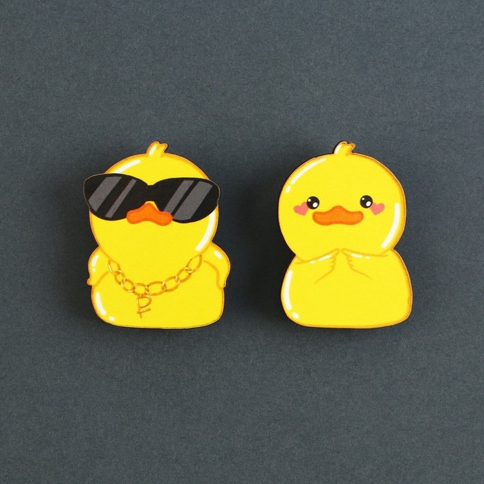 Значки деревянные, неразлучники &laquo;Крякнутые&raquo;, 2 шт., 8 х 12 см.