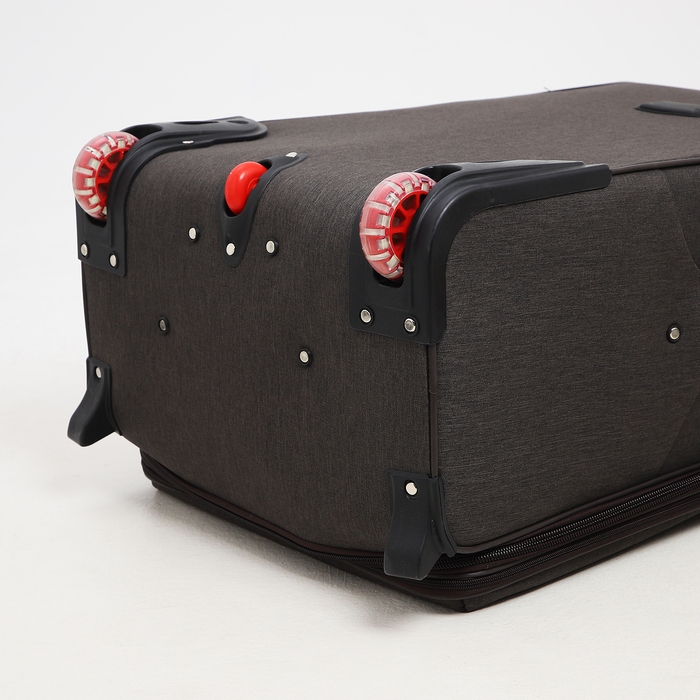 Чемодан большой 95 л (L), отдел на молнии, с расширением, кодовый замок, 3 колеса, 2 наружных кармана, цвет коричневый Чемодан большой 95 л (L), отдел на молнии, с расширением, кодовый замок, 3 колеса, 2 наружных кармана, цвет коричневый