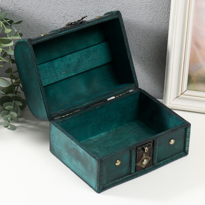 Шкатулка дерево  Шкатулка дерево "Ромб" набор 2 шт голубая 7,8х11,8х8 см 11х15,7х11,5 см