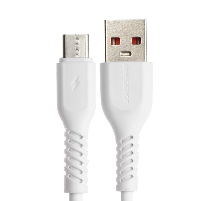 Кабель ONE DEPOT S08WM, microUSB - USB, 2.4 А, 1 метр, белый Кабель ONE DEPOT S08WM, microUSB - USB, 2.4 А, 1 метр, белый