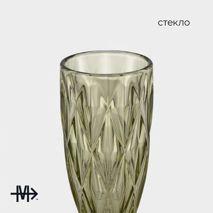 Бокал из стекла для шампанского Magistro «Круиз», 160 мл, 7×20 см, цвет зелёный Бокал из стекла для шампанского Magistro «Круиз», 160 мл, 7×20 см, цвет зелёный