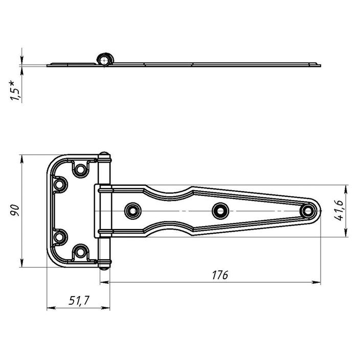 Петля стрела ТУНДРА ПС-160, с вытяжкой, 1.5 мм, без покрытия, 1 шт. Петля стрела ТУНДРА ПС-160, с вытяжкой, 1.5 мм, без покрытия, 1 шт.
