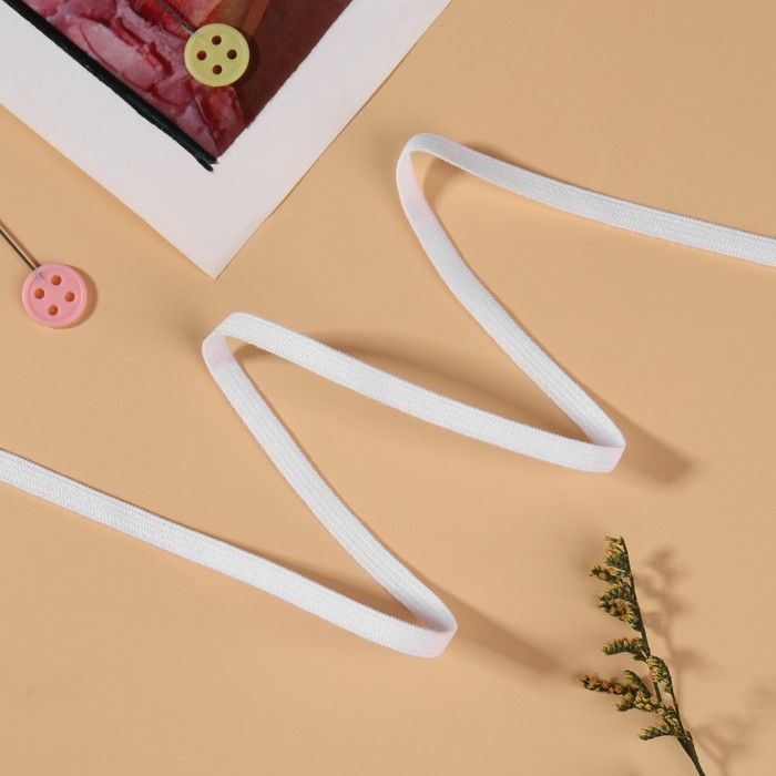 Резинка для укрепления кружева, 5 мм, 10 ± 0,5 м, цвет белый Резинка для укрепления кружева, 5 мм, 10 ± 0,5 м, цвет белый