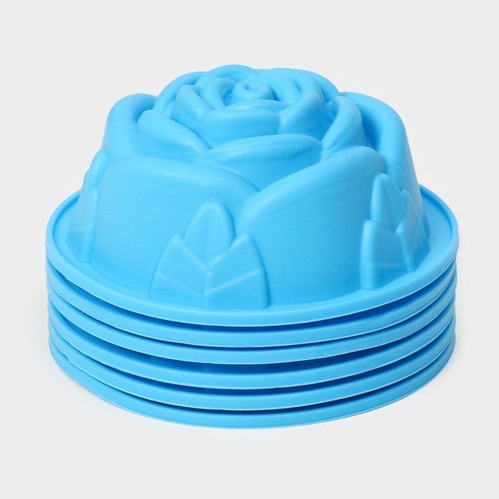 Набор форм для выпечки Доляна &laquo;Роза&raquo;, силикон, 8&times;3,5 см, 6 шт, цвет МИКС