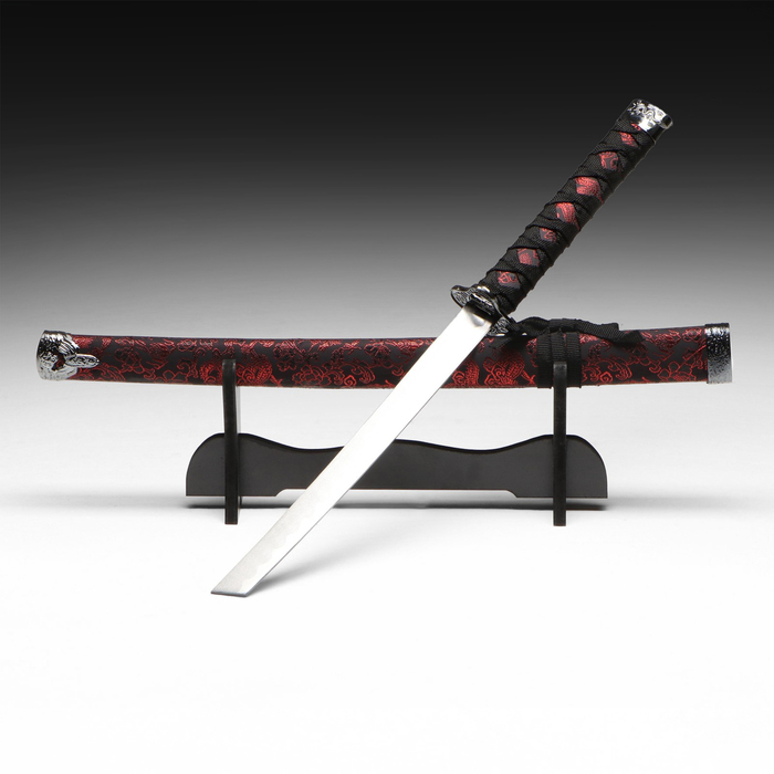 Сувенирное оружие «Катана на подставке», чёрные ножны с красным узором, 70см Сувенирное оружие «Катана на подставке», чёрные ножны с красным узором, 70см