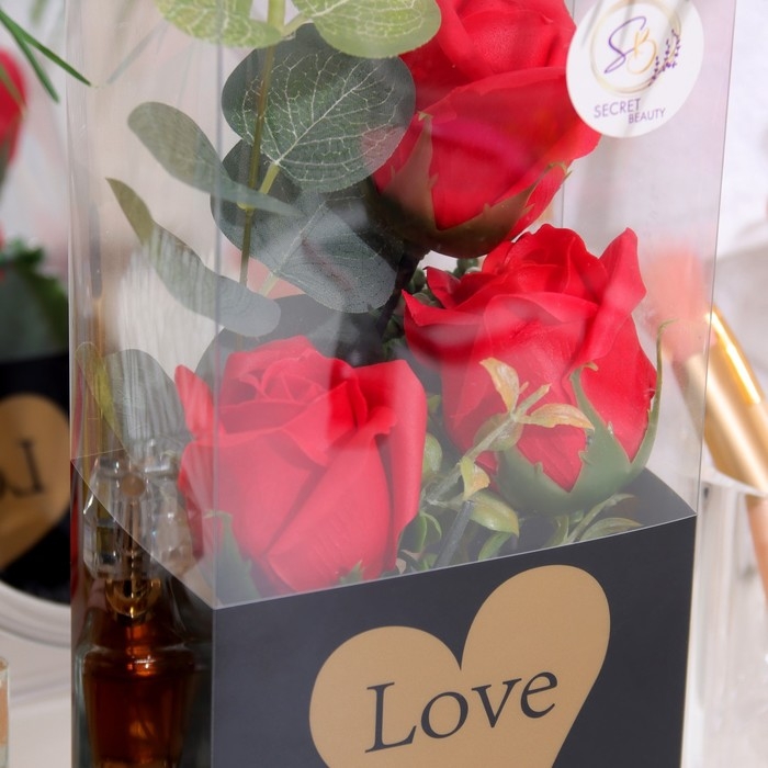 Мыльные розы в коробке, красные, набор 3 шт Мыльные розы в коробке, красные, набор 3 шт