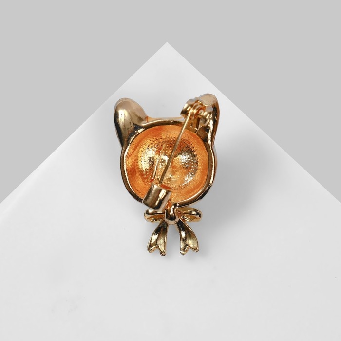 Брошь «Собачка» сиба ину с бантиком, цвет бело-оранжевый в золоте Брошь «Собачка» сиба ину с бантиком, цвет бело-оранжевый в золоте