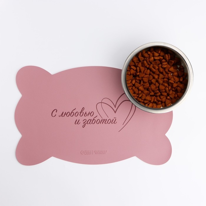 Коврик под миску форменный «Кость», 39,5 х 25 см, розовый Коврик под миску форменный «Кость», 39,5 х 25 см, розовый