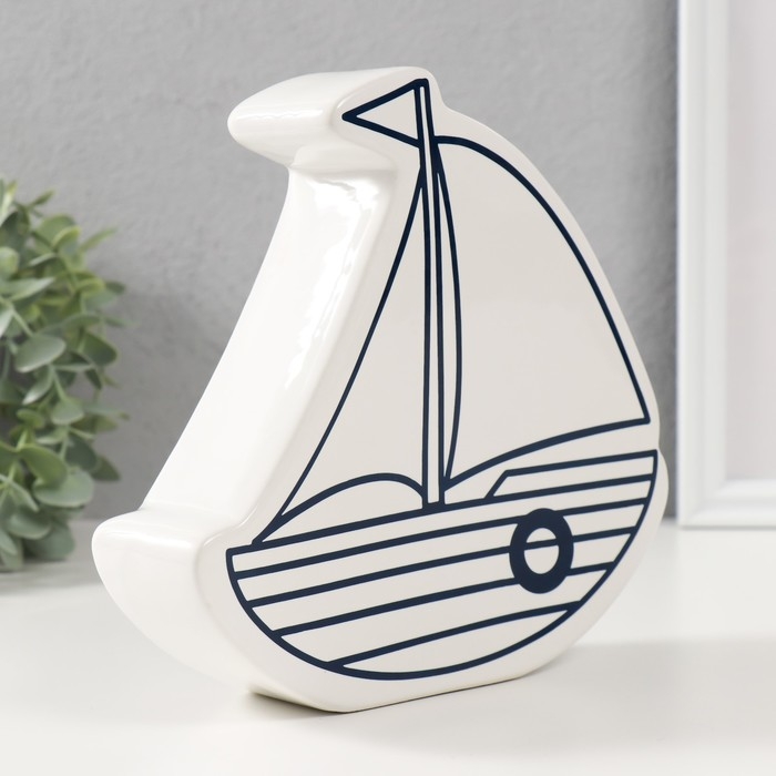 Копилка керамика  Копилка керамика "Парусник" белый 20х5,2х19,5 см