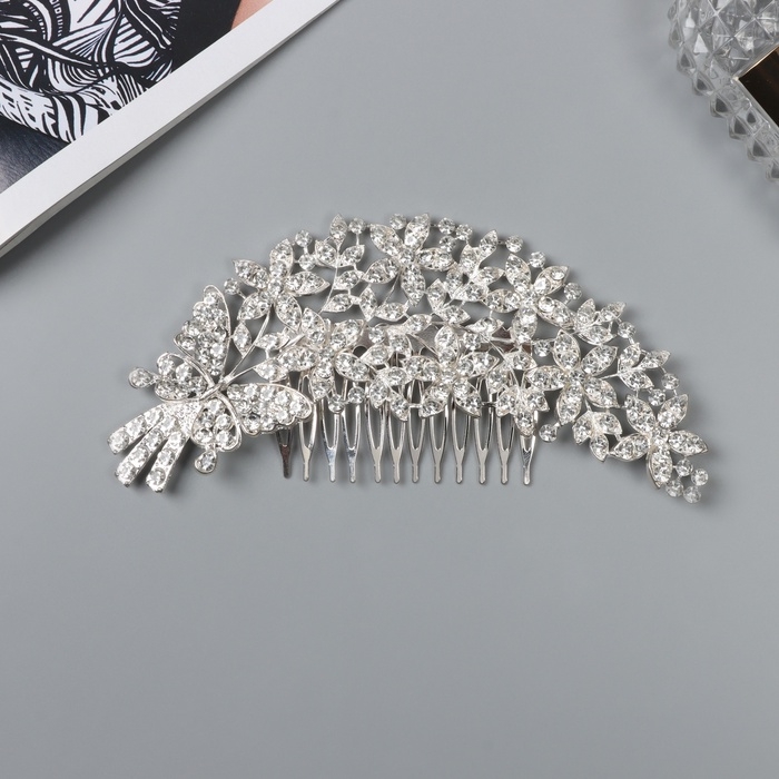 Гребень для волос  Гребень для волос "Розмари" букетик, 14х7 см, серебро