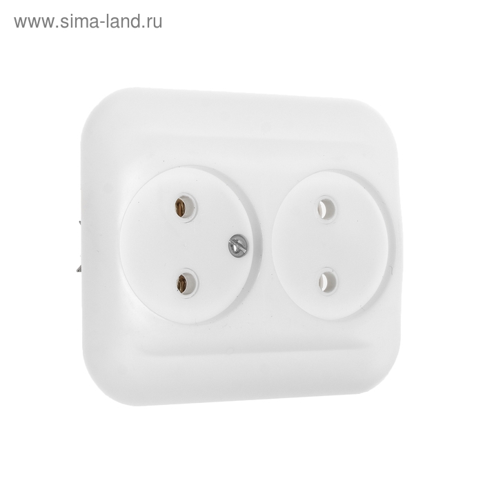Розетка  Розетка "Элект" РС 16-007, 16 А, 250 В, двухместная, скрытая, без з/к, белая