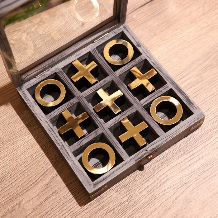 Игра настольная  Игра настольная "Крестики-нолики" 18х18 см, манговое дерево, латунь