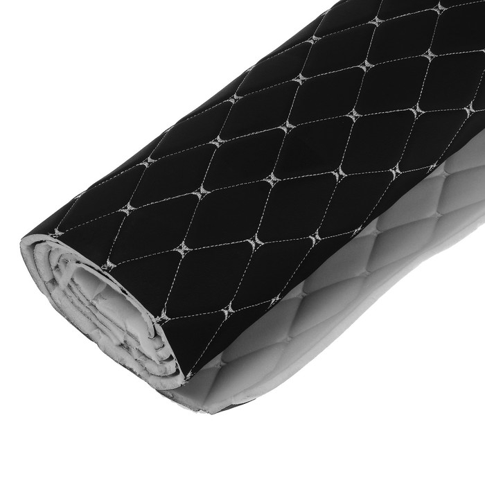 Обшивка салона авто 100×160×0,7 см, кожзам/поролон, ромб, белая строчка Обшивка салона авто 100×160×0,7 см, кожзам/поролон, ромб, белая строчка