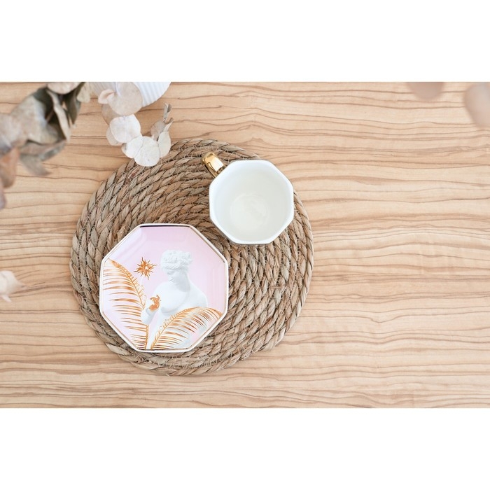 Чайная пара керамическая «Венера», кружка 200 мл, блюдце 13 см, цвет золотистый Чайная пара керамическая «Венера», кружка 200 мл, блюдце 13 см, цвет золотистый