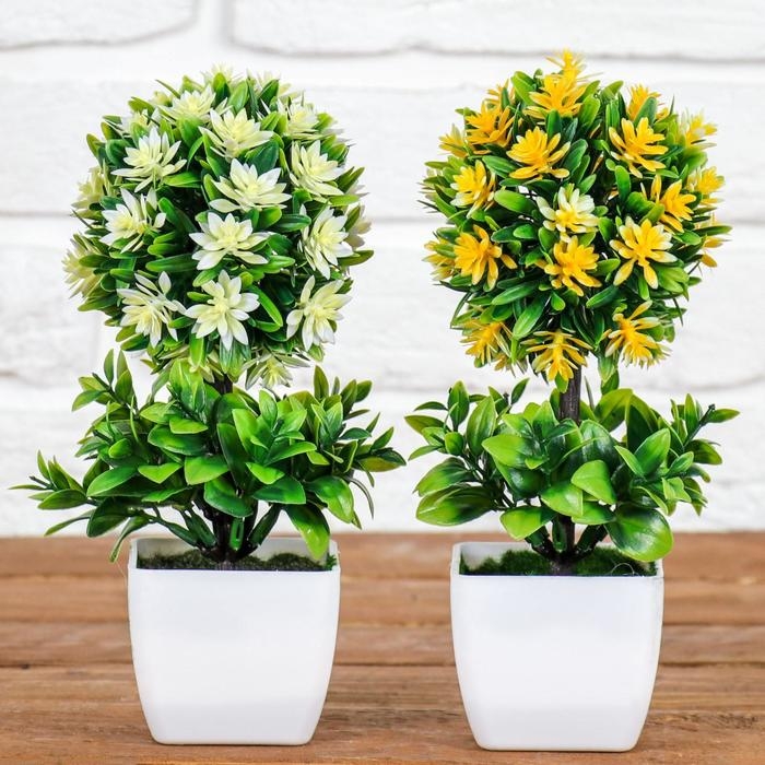 Бонсай в горшке Бонсай в горшке "Деревце с цветами в зелени" 7х21 см, микс