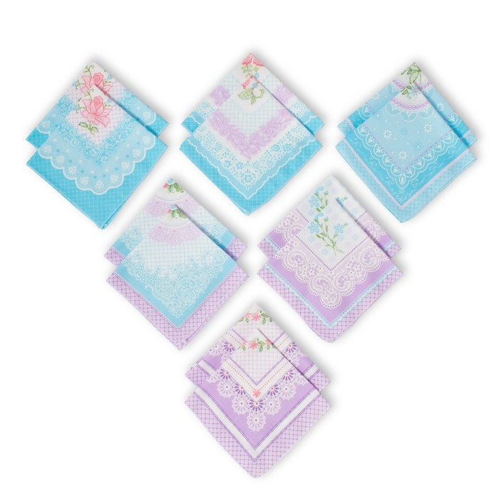 Платки носовые женские Этель  Платки носовые женские Этель "Нежность" 30*30 см, (набор 12 шт), рис. МИКС,100% хл