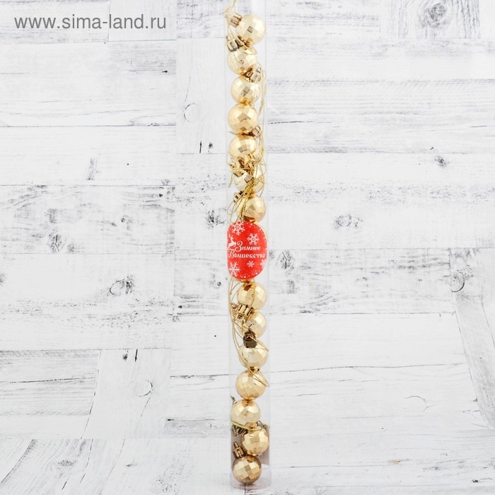 Набор шаров пластик d-2,5 см, 16 шт Набор шаров пластик d-2,5 см, 16 шт "Диско" золото