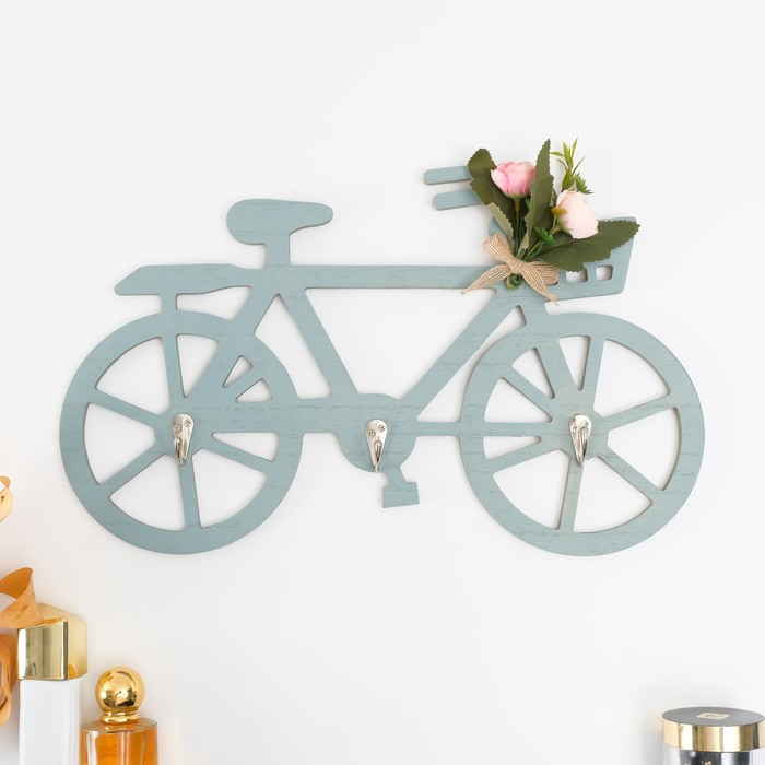 Крючки декоративные дерево Крючки декоративные дерево "Велосипед с букетом цветов" 22х40х3,5 см