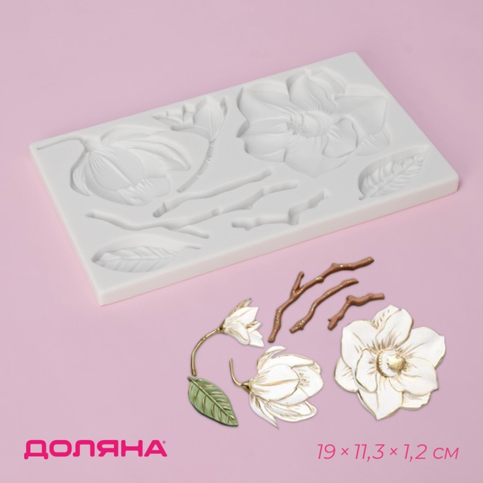 Молд Доляна «Магнолия», силикон, 19×11,3×1,2 см, цвет белый Молд Доляна «Магнолия», силикон, 19×11,3×1,2 см, цвет белый