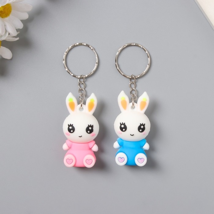 Брелок резина Брелок резина "Зайка с ушками-морковками" МИКС 5х2,5х1,5 см