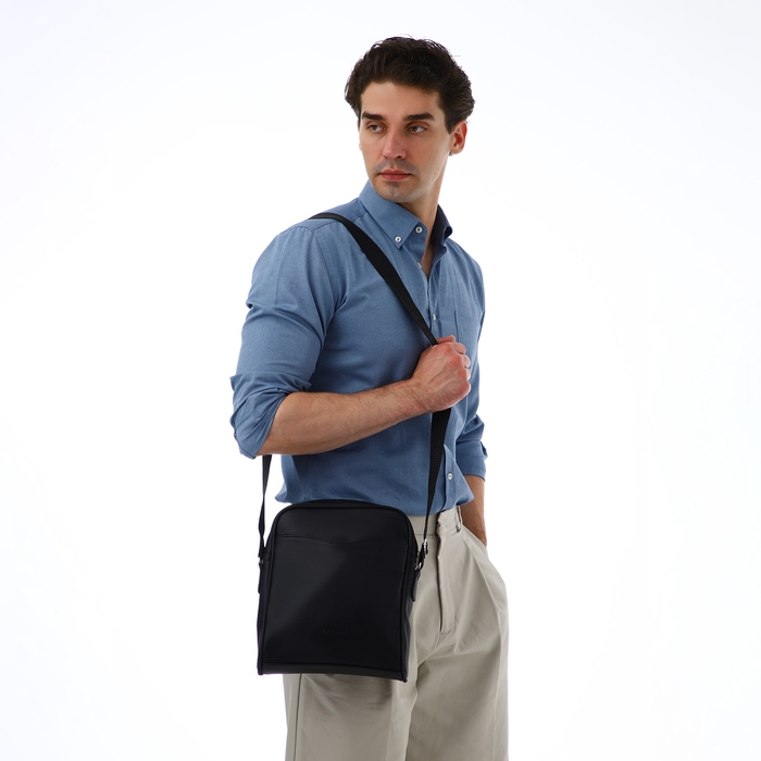 Сумка мужская через плечо TEXTURA, искусственная кожа, цвет чёрный Сумка мужская через плечо TEXTURA, искусственная кожа, цвет чёрный