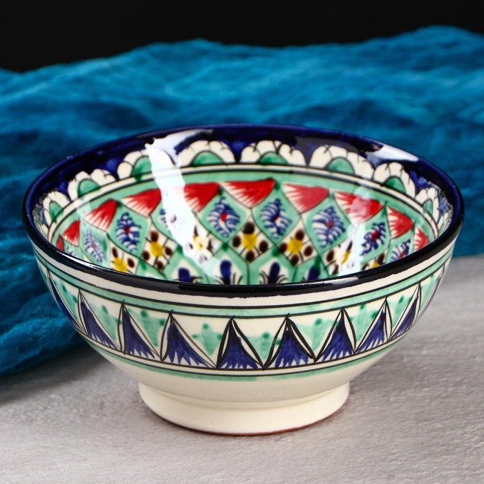 Коса Риштанская Керамика  Коса Риштанская Керамика "Цветы" 15 см, малая, синяя
