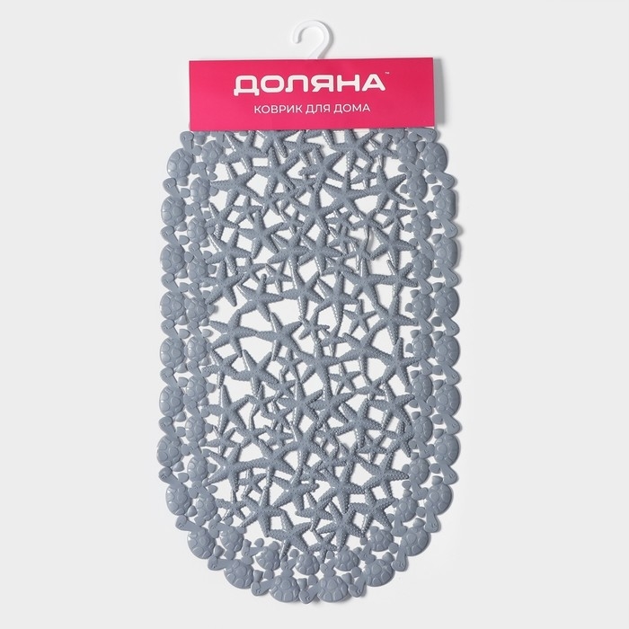 Коврик противоскользящий в ванну на присосках Доляна «Прибрежье», 38×66 см, цвет серый Коврик противоскользящий в ванну на присосках Доляна «Прибрежье», 38×66 см, цвет серый