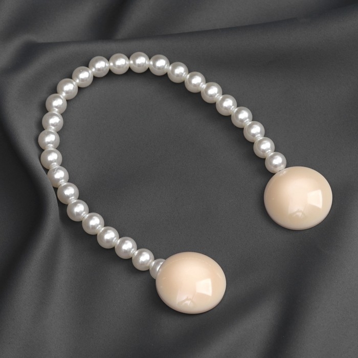 Подхват для штор «Перламутровый перелив», d = 3,8 см, 36 см, цвет бежевый/белый Подхват для штор «Перламутровый перелив», d = 3,8 см, 36 см, цвет бежевый/белый