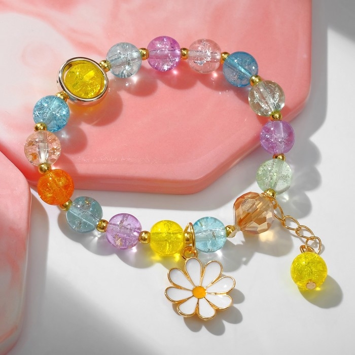 Браслет детский «Выбражулька» ромашка, цвет цветной в золоте Браслет детский «Выбражулька» ромашка, цвет цветной в золоте