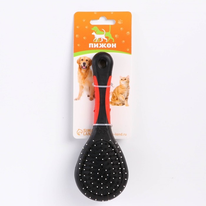 Щётка-расчёска двухсторонняя, 17,5 х 6,5 см, нескользящая ручка, чёрно-красная Щётка-расчёска двухсторонняя, 17,5 х 6,5 см, нескользящая ручка, чёрно-красная