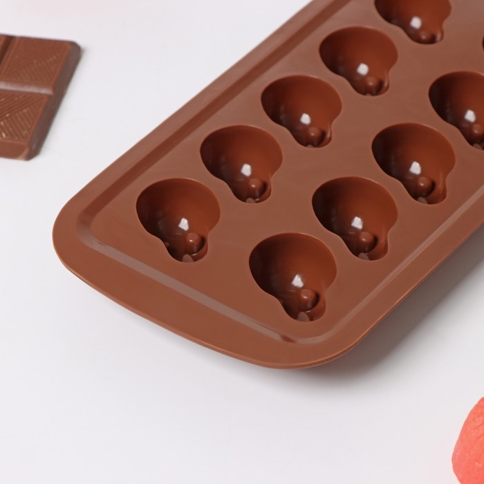 Форма для конфет и шоколада Доляна «Крик», силикон, 21×11×2 см, 10 ячеек, цвет коричневый Форма для конфет и шоколада Доляна «Крик», силикон, 21×11×2 см, 10 ячеек, цвет коричневый