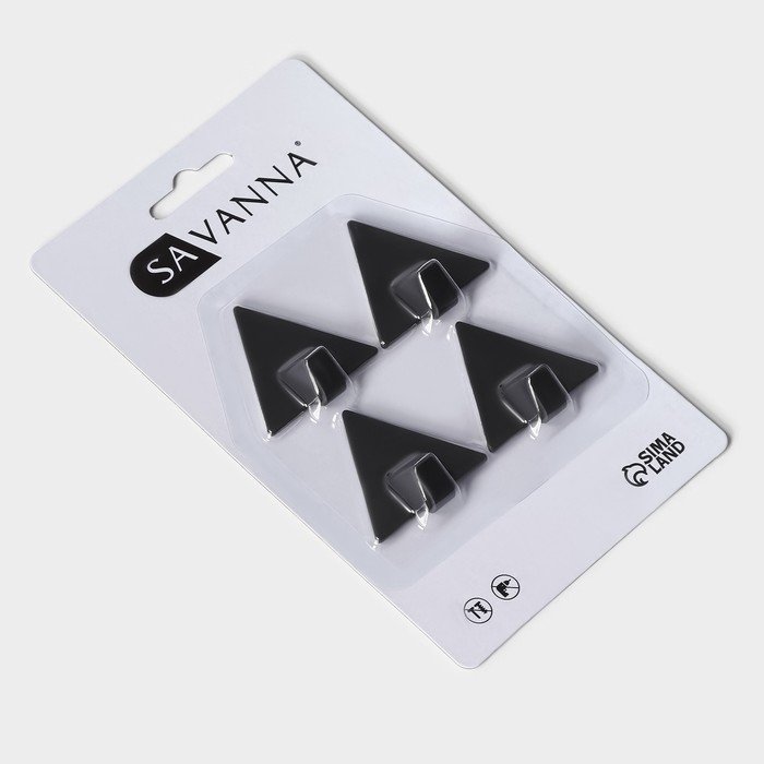 Крючки самоклеющиеся SAVANNA Black Loft, 4 шт, металл, грань 4 см, цвет чёрный Крючки самоклеющиеся SAVANNA Black Loft, 4 шт, металл, грань 4 см, цвет чёрный