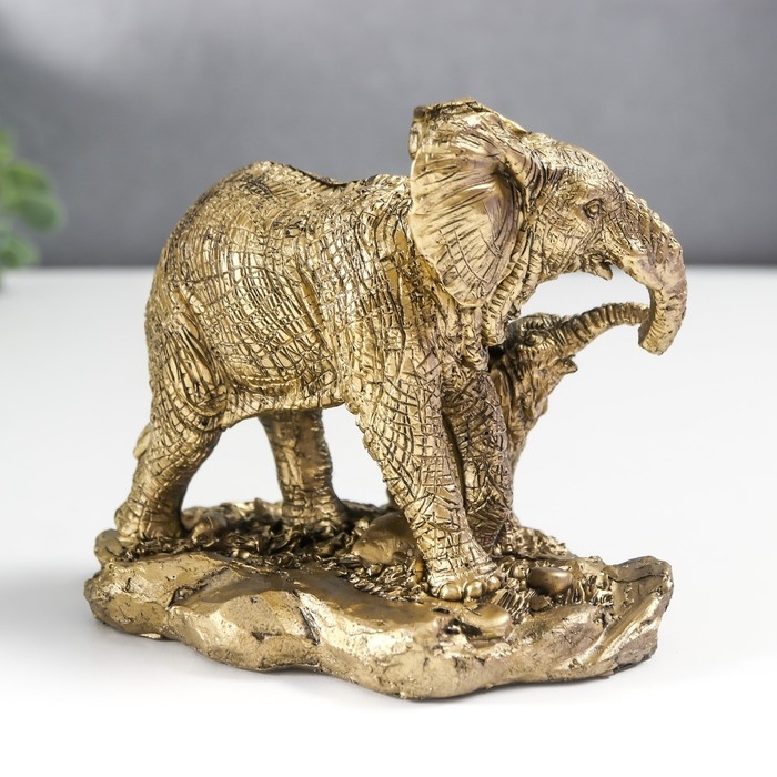 Сувенир полистоун Сувенир полистоун "Слон со слонёнком" золото 9,5х7,5х11,5 см