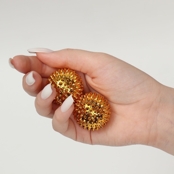 Набор массажёров с магнитом, «Шары», d = 3 см, 2 шт, цвет золотистый Набор массажёров с магнитом, «Шары», d = 3 см, 2 шт, цвет золотистый