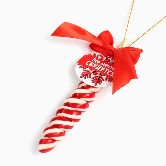 Новый год! Леденец, ёлочная игрушка в форме спирали &laquo;Все мечты сбудутся&raquo;, со вкусом клубники, 30 г