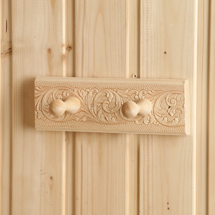 Вешалка Вешалка "Классика" 2 крючка, липа, 20х2,5х6,5 см Русские узоры