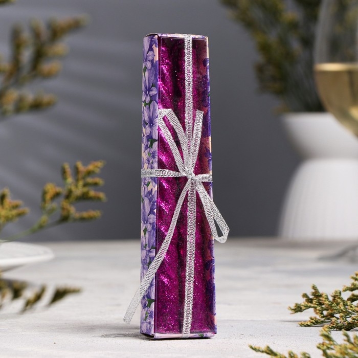 Набор свечей витых, 1,5х 15 см, 2 штуки, блестка, сиреневый Набор свечей витых, 1,5х 15 см, 2 штуки, блестка, сиреневый