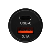 Зарядное устройство Cartage, 12-24 В, USB, Type-C 3.1 А, черный