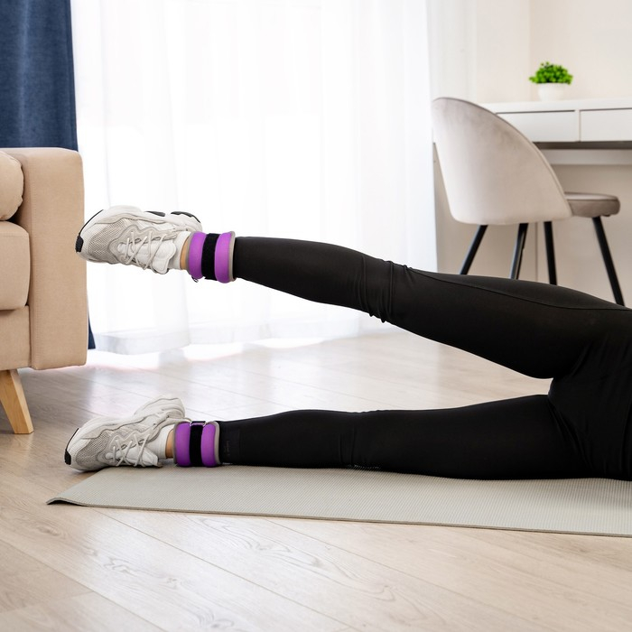 Утяжелители неопреновые ONLYTOP, 2 шт. х 0,25 кг, цвет фиолетовый Утяжелители неопреновые ONLYTOP, 2 шт. х 0,25 кг, цвет фиолетовый