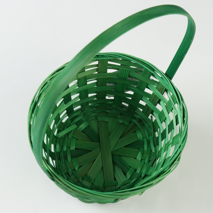 Корзина плетеная, D19 х 9,5 х 32 см, зелёная, бамбук Корзина плетеная, D19 х 9,5 х 32 см, зелёная, бамбук
