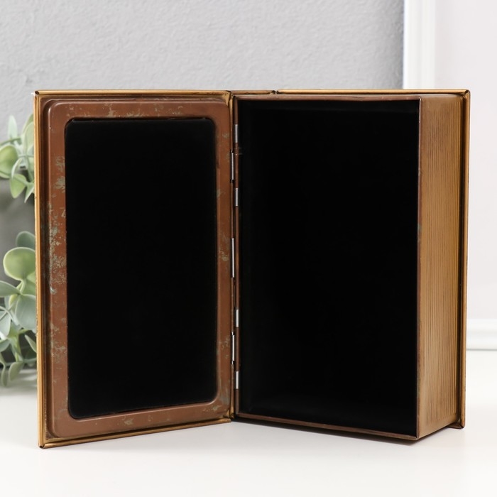 Шкатулка-книга металл, кожзам Шкатулка-книга металл, кожзам "Бабочка и розы" с зеркалом 17х12х5 см