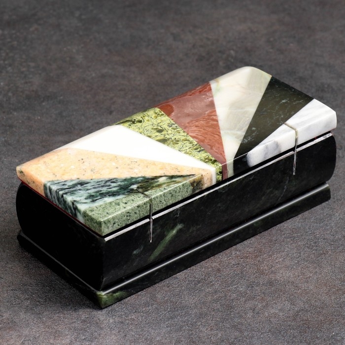 Ларец Ларец "Мозайка" 15х7х5,5 см, змеевик, креноид, лемезит, офиокальцит, мрамор